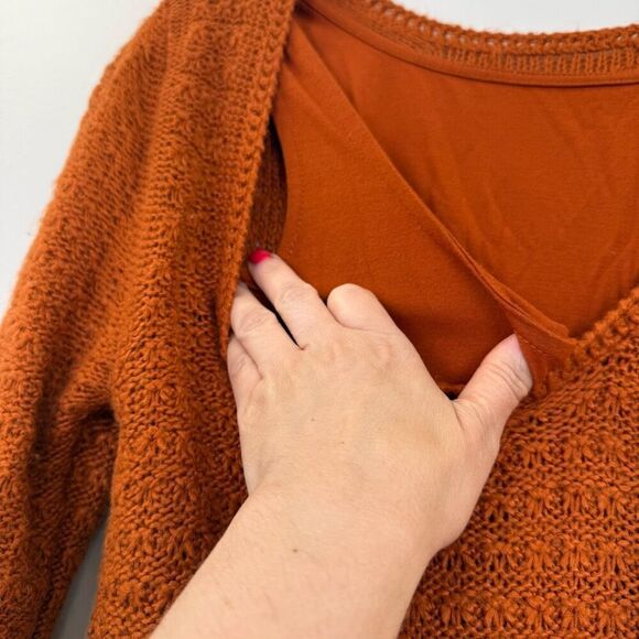 Pamela Love Fringe Burnt Orange Rust Long Sleeves Sweater Dress S 🪷 - Picture 13 of 13